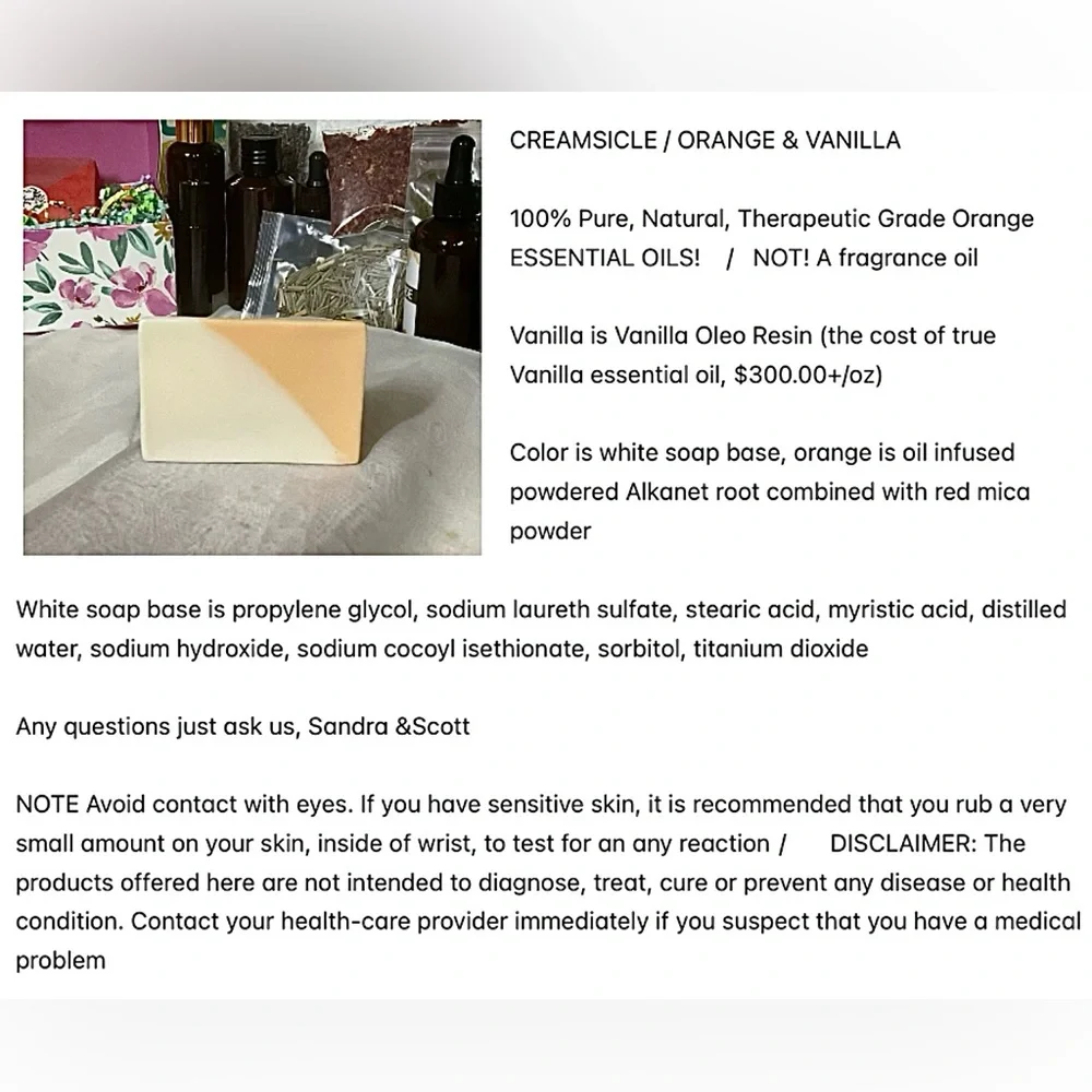 2nd Sample 5 Pak Homemade Creamsicle ‘Carterii’ Frankincense Myrrh Homemade Soap - Picture 11 of 11